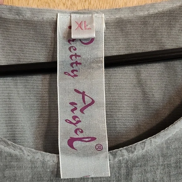 Pretty Angel Graphite Linen Blend Layered Top Eyelet Shabby Chic Lagenlook Sz XL - Picture 9 of 10